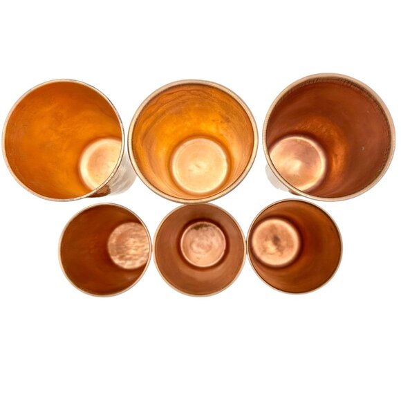 Set Of 6 Vintage Polished Copper Tumblers 10 Oz For Stylish Beverage Serving - Picture 2 of 3